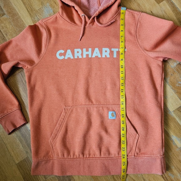 Carhartt Sweatshirt Womens L Orange Fleece Hoodie Relaxed Fit Workwear Cozy - Picture 8 of 13